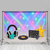 Aperturee - Aperturee Retro Music Laser Light Birthday Cake Smash Backdrop